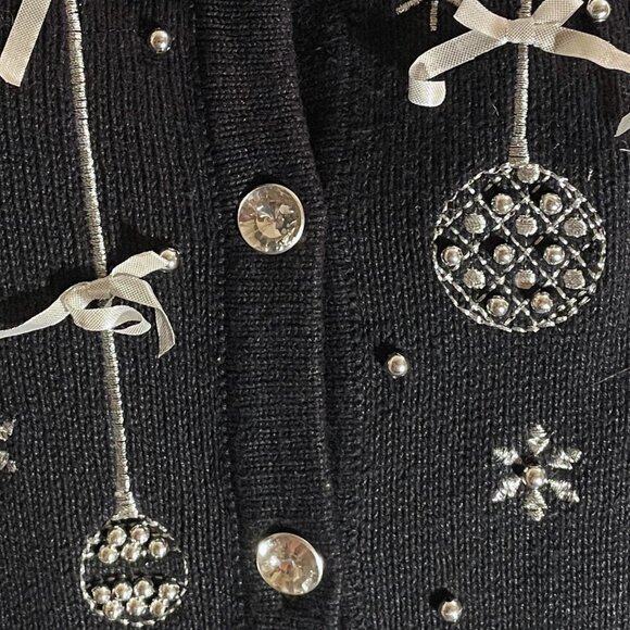 NWT by NOUVEAUX Women's Size SMALL Holiday Christmas Black Decorative Sweater - Picture 5 of 6